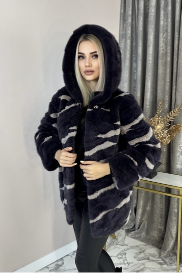 Шуба из норки с капюшоном